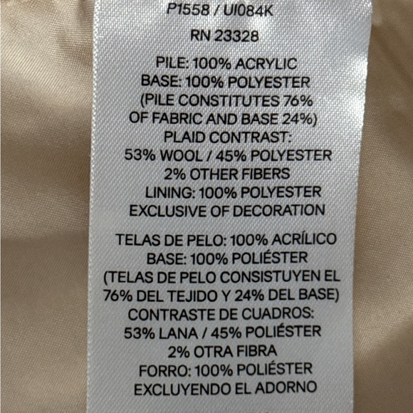 Pendleton Sherpa Full Zip Jacket with Plaid Contrast Trim, Size Small / Child. - Picture 6 of 11